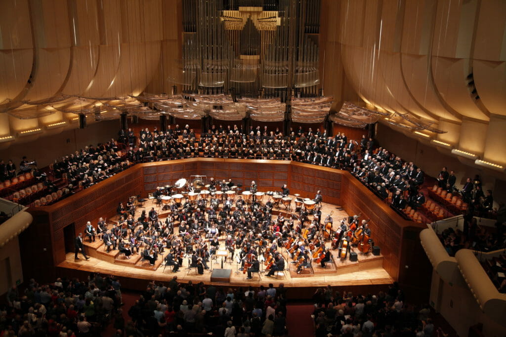 Redwood Symphony at Davies Symphony Hall, San Francisco. Overhead shot.